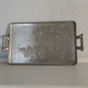 Vintage Rectangular Forged Everlast Aluminum Serving Tray With Handles